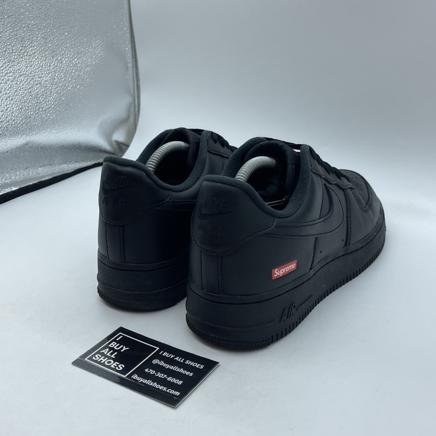 Size 9 - Nike Air Force 1 Low x Supreme Box Logo - Black Leather (CU9225-001)