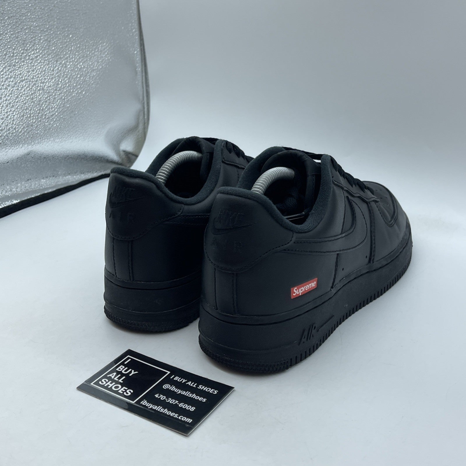 Size 9 - Nike Air Force 1 Low x Supreme Box Logo - Black Leather (CU9225-001)