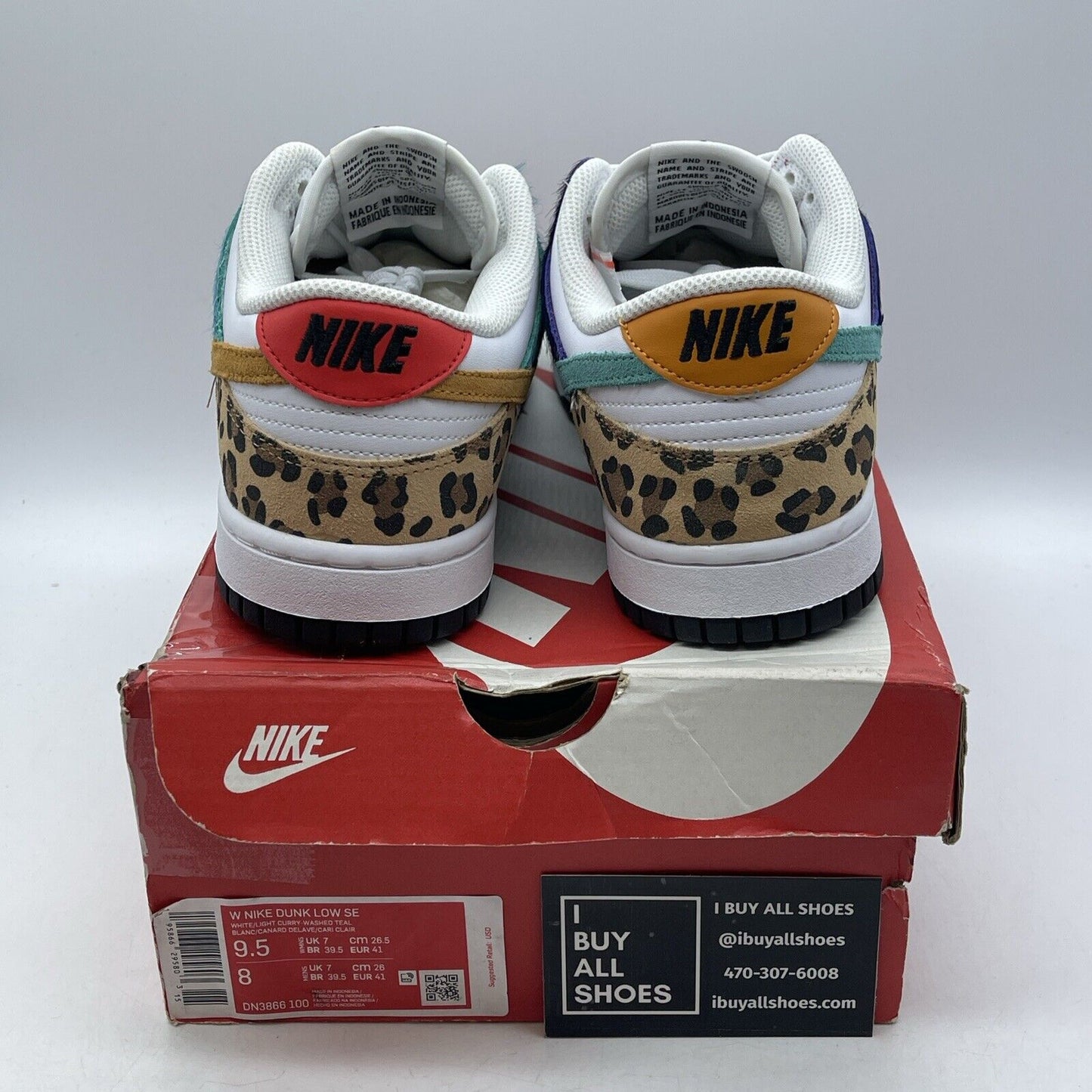 Size 9.5W - Nike Dunk SE Low Safari Mix Red White Leather Suede (DN3866-100)