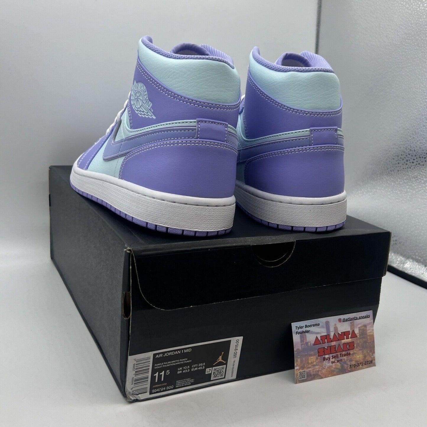 Size 11.5 - Jordan 1 Mid Purple Pulse White Brand New Og All