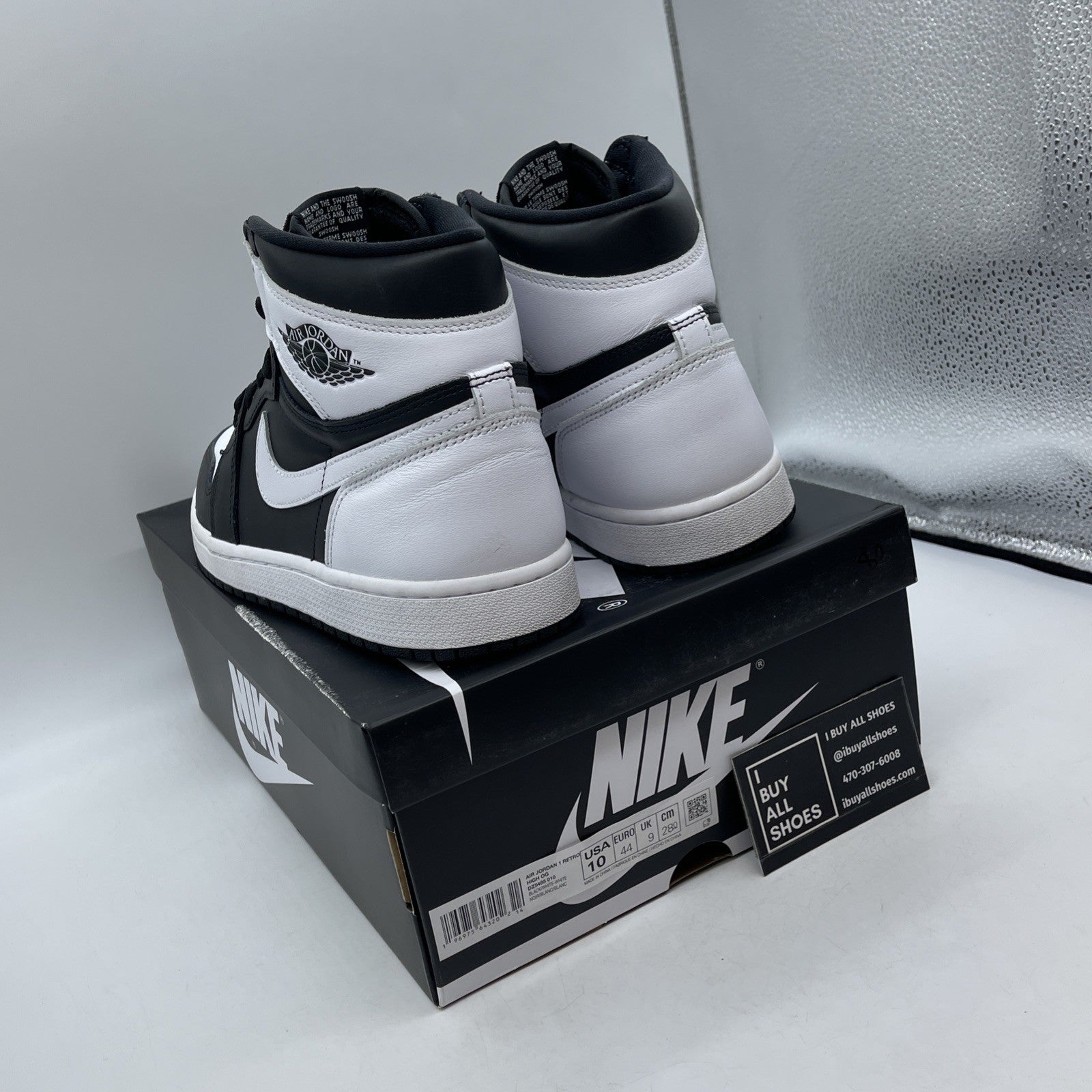 Size 10 - Air Jordan 1 Retro OG High Black White 2.0 Leather (DZ5485-010)
