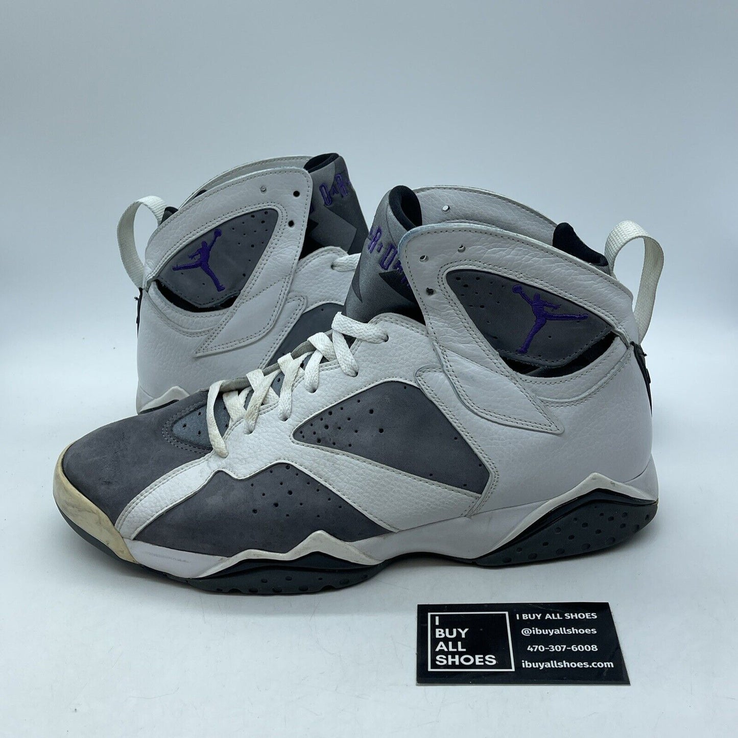 Size 12 - Air Jordan 7 Retro Flint Grey White Purple Suede leather (304775-151)
