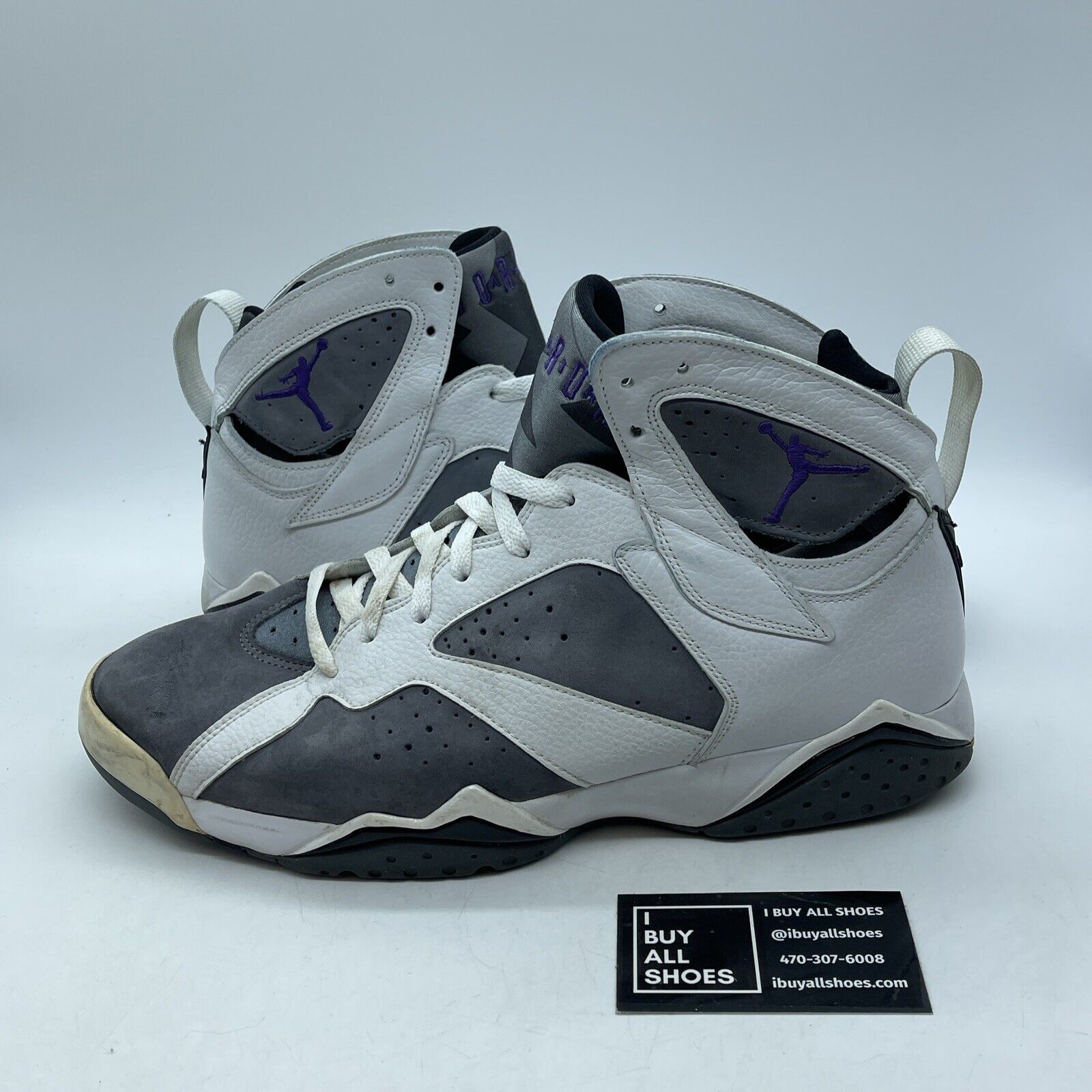 Size 12 - Air Jordan 7 Retro Flint Grey White Purple Suede leather (304775-151)