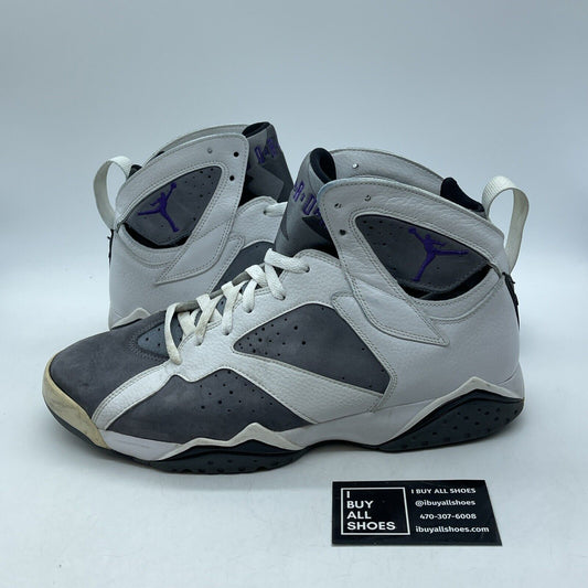 Size 12 - Air Jordan 7 Retro Flint Grey White Purple Suede leather (304775-151)
