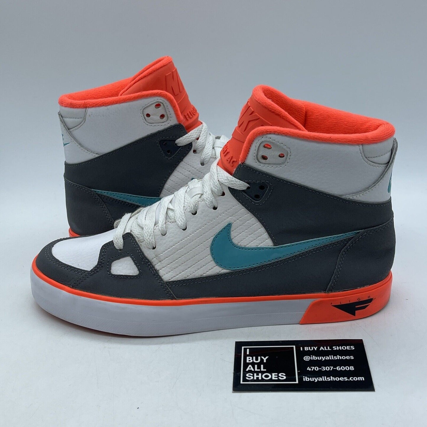 Size 9 - Nike Flight AC Orange Grey Blue White Black Suede Leather (577128-130)