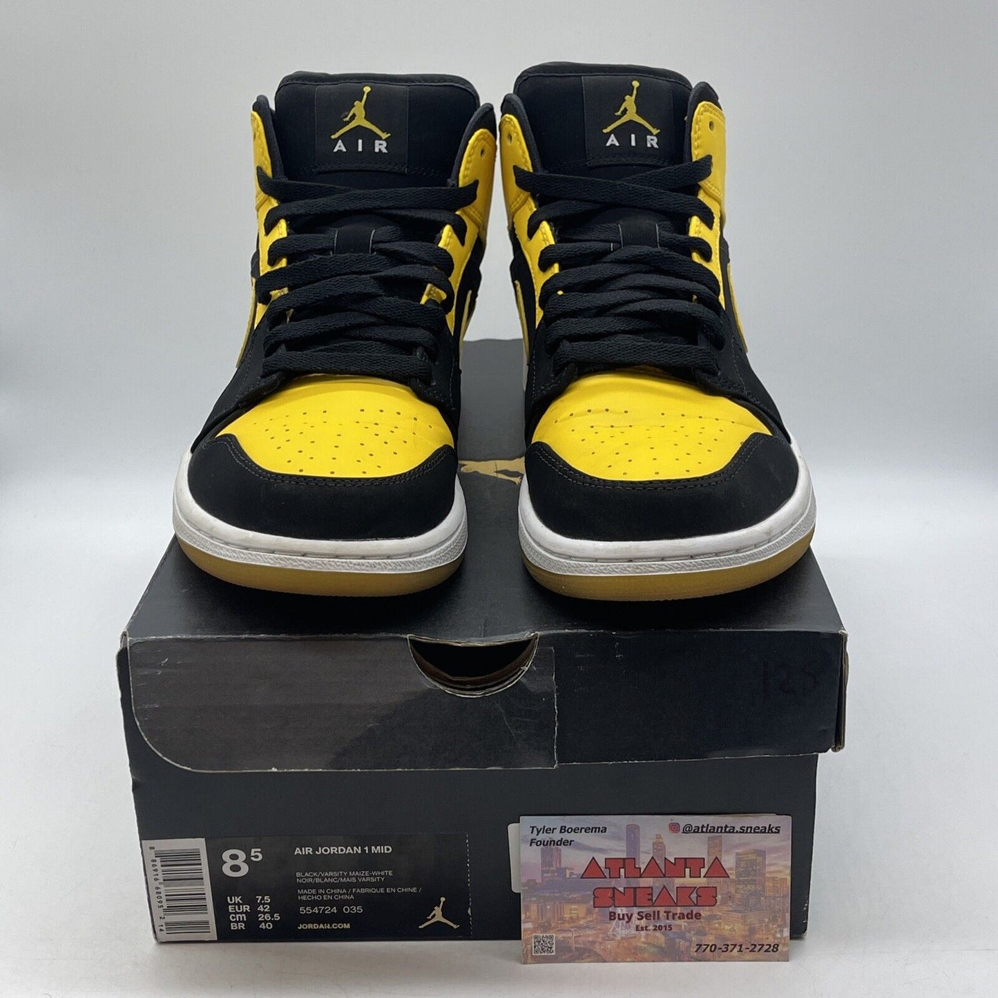 Size 8.5 - Air Jordan 1 Retro 2017 Mid New Love White Black Yellow (554724-035)