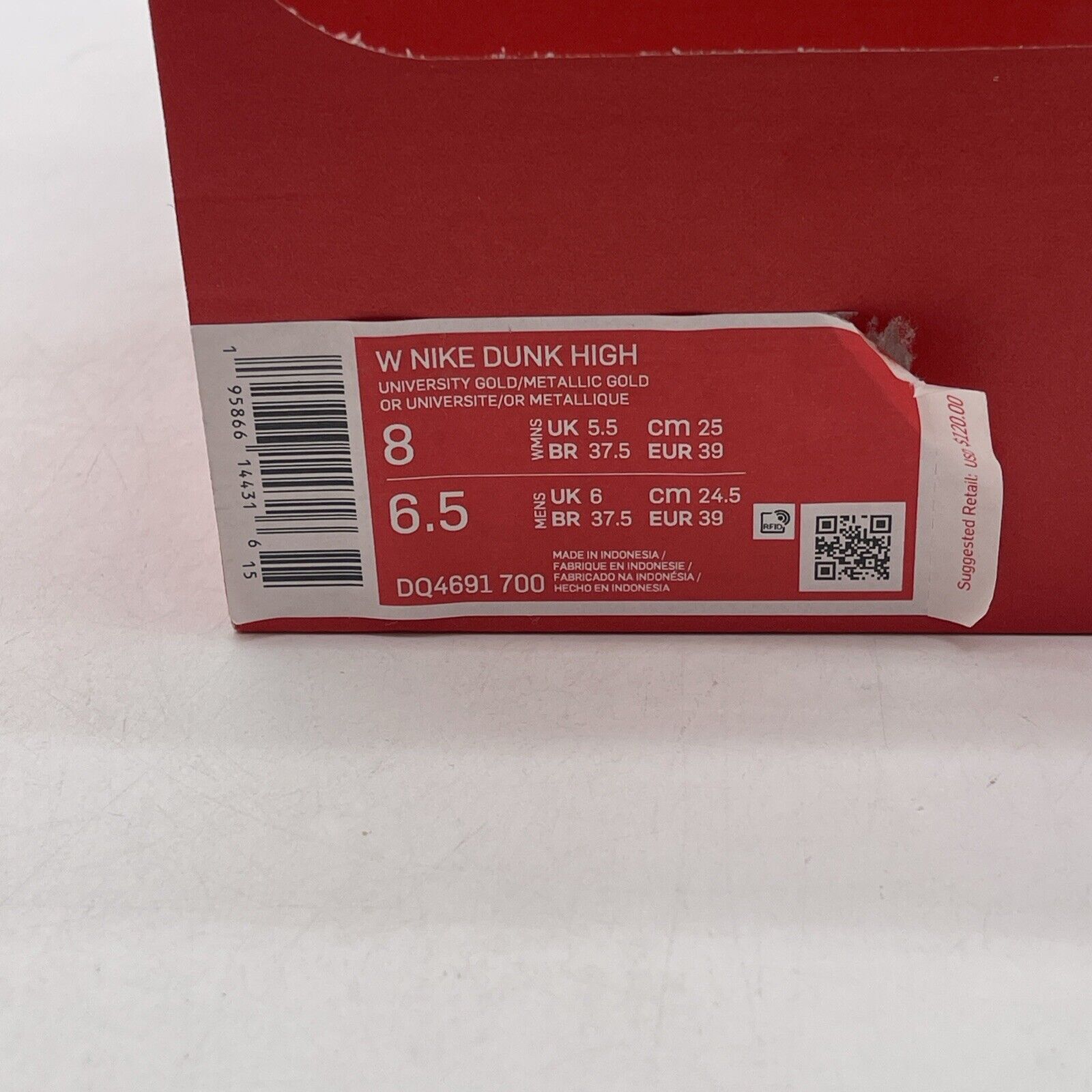 Size 8W - Nike Dunk High University Gold Orange White Leather (DQ4691-700)