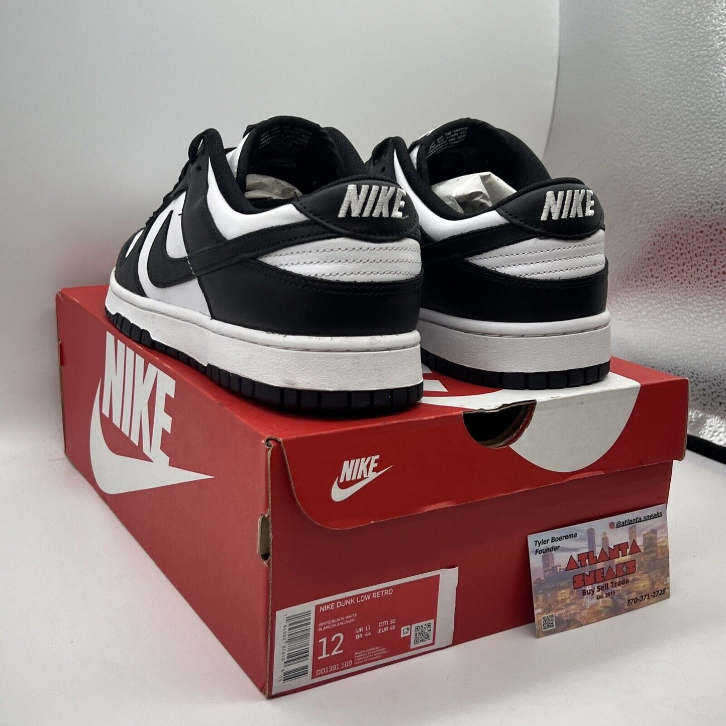 Size 12 - Nike Dunk Low Black White Og All Brand New