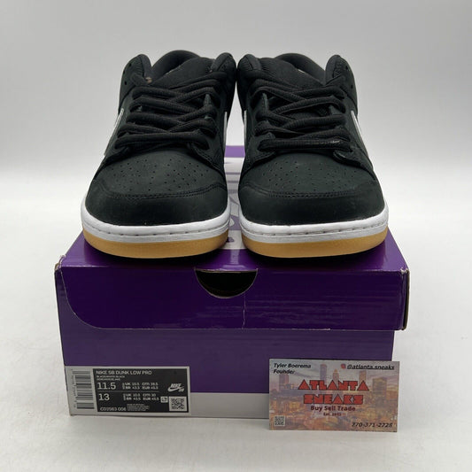 Size 11.5 - Nike Dunk Low SB Black Gum Suede White Gum (CD2563-006)