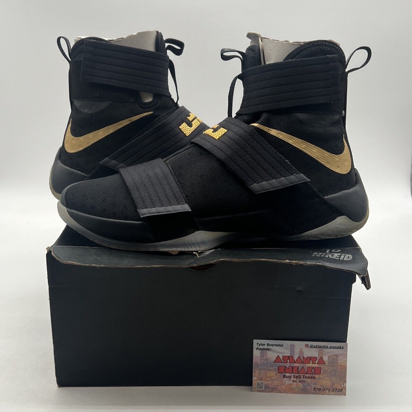 Size 9.5 - Nike Id LeBron Zoom Soldier 10 Black 2016