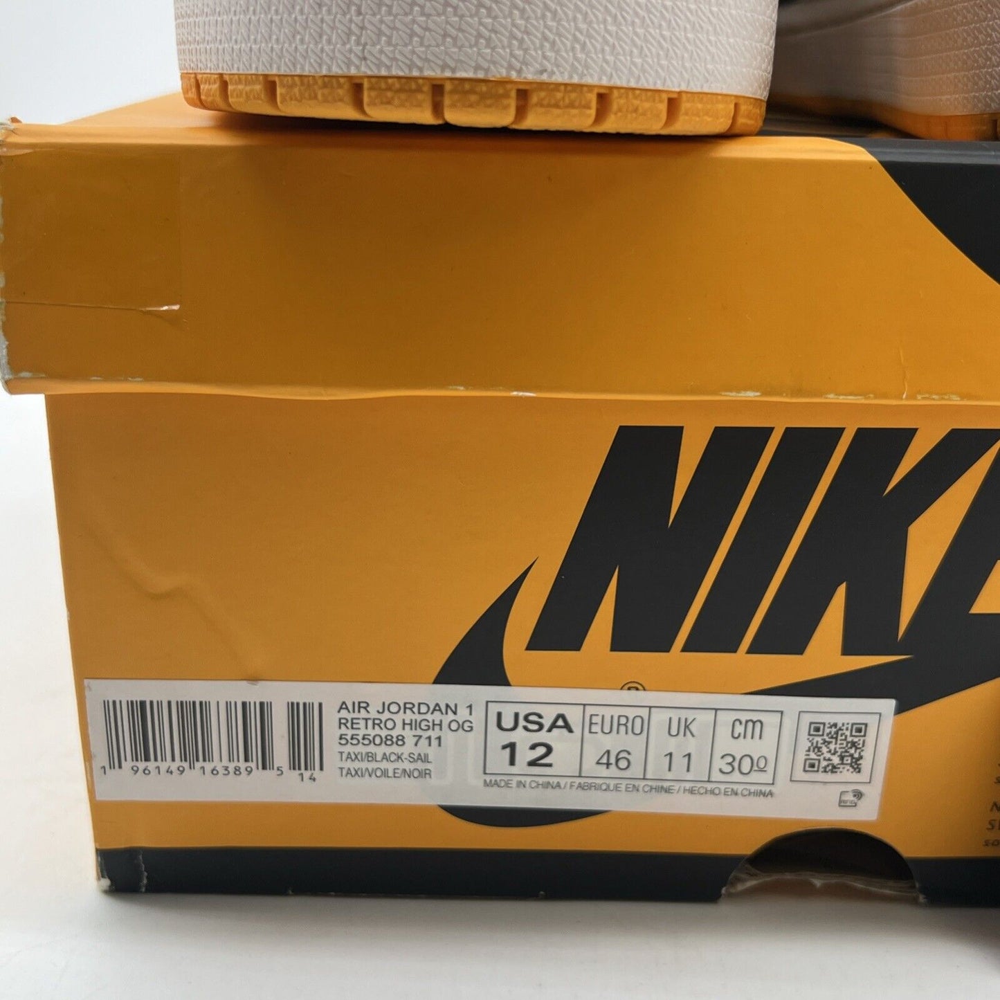 Size 12 - Air Jordan 1 Retro OG High Yellow Toe (555088-711)
