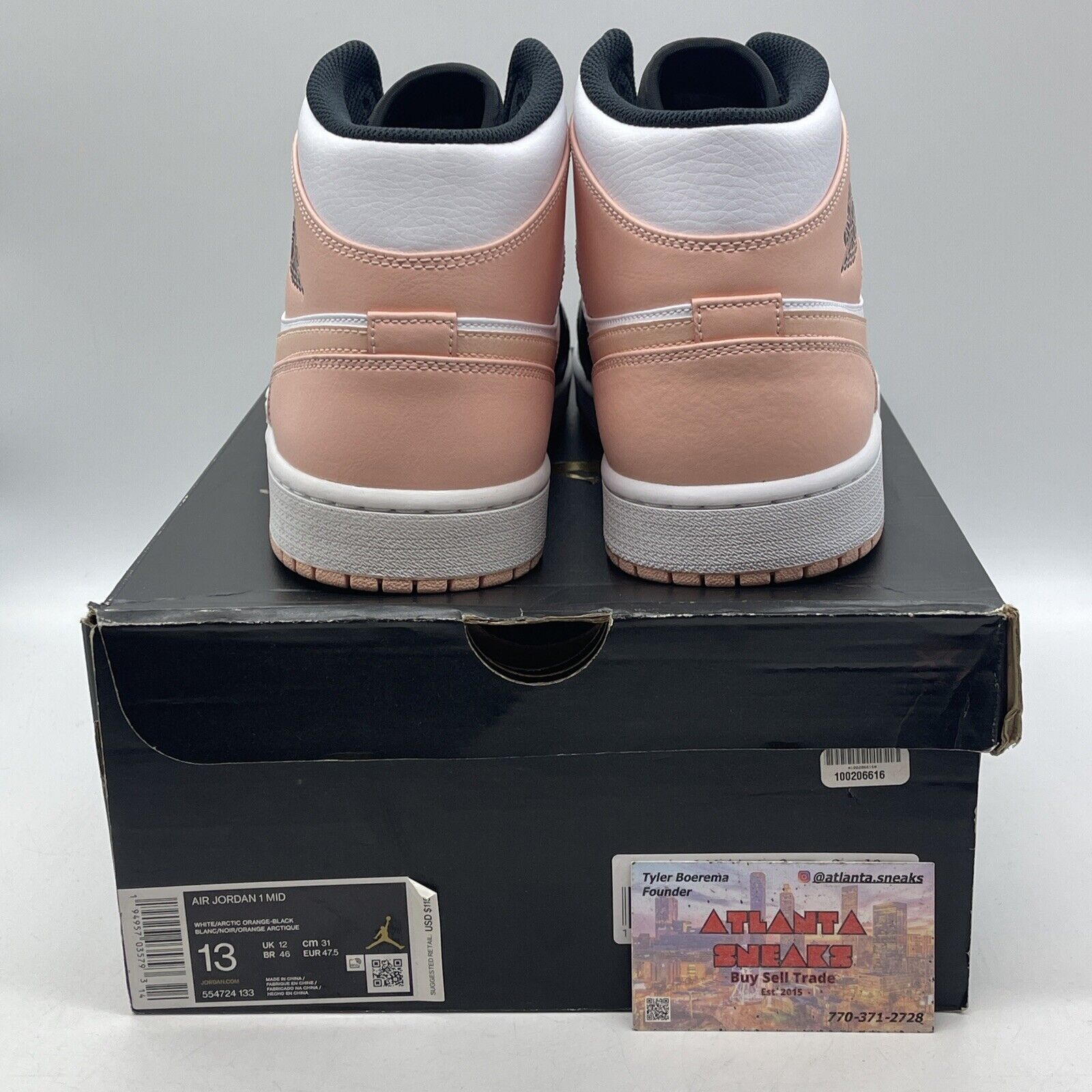 Size 13 - Air Jordan 1 Mid Crimson Tint Pink White Black Leather (554724-133)