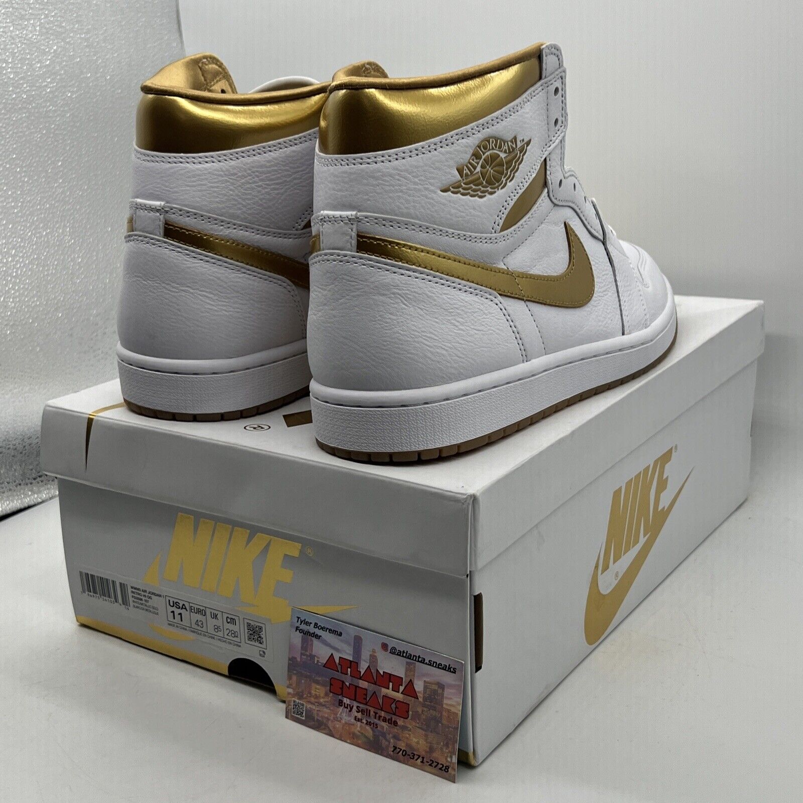 Size 11 - Air Jordan 1 Retro OG High Metallic Gold W Leather White (FD2596-107)