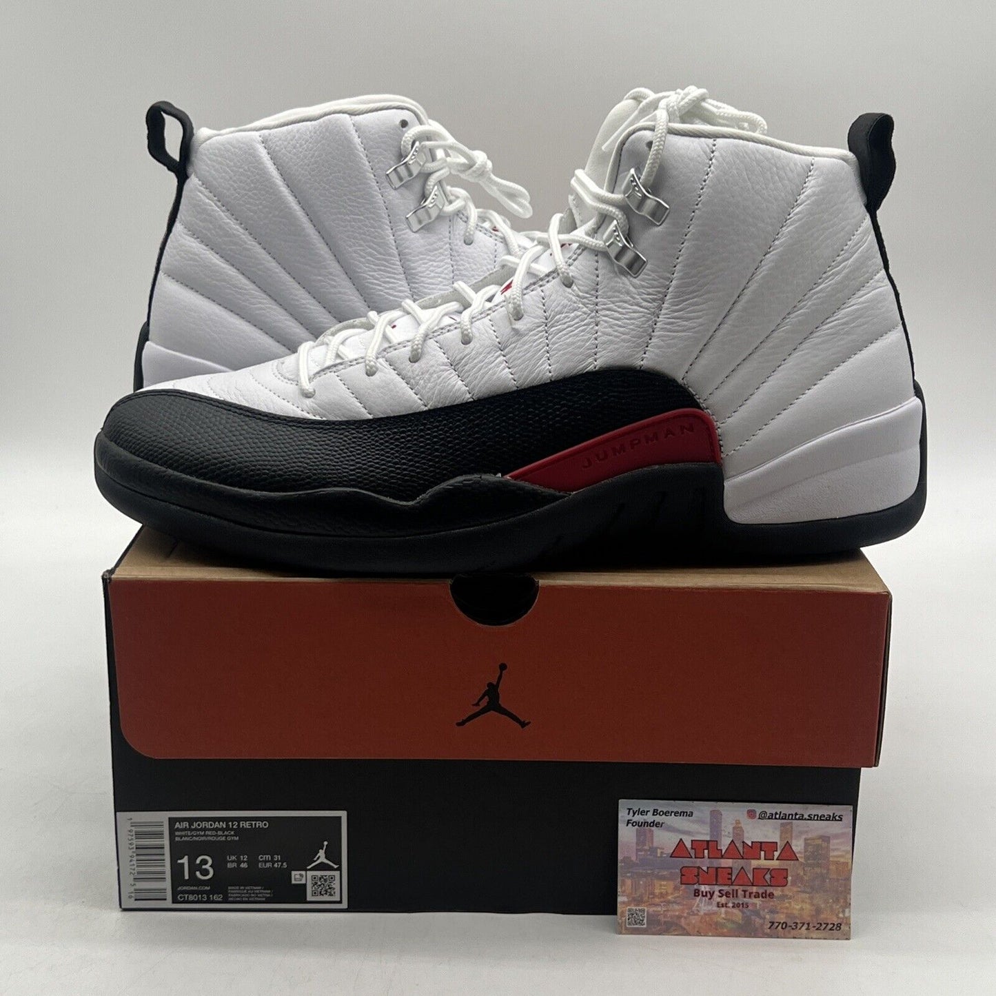 Size 13 - Air Jordan 12 Retro Taxi Flip White Black Red Leather (CT8013-162)