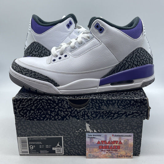 Size 9.5 - Jordan 3 Retro Mid Dark Iris Purple White Leather (CT8532-105)