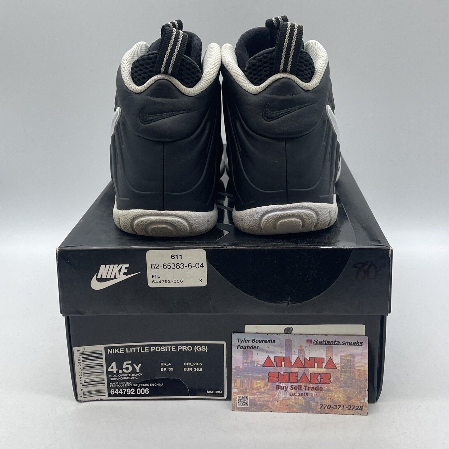 Size 4.5Y (GS) - Nike Little Posite Pro Mid Dr. Doom Black White (644792-006)