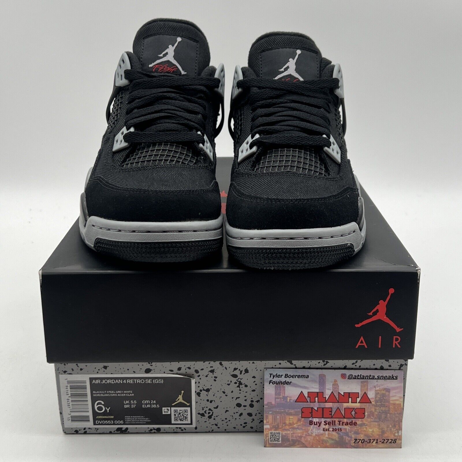 Size 6 - Jordan 4 Retro SE Mid Black Canvas White Grey Suede (DV0553-006)