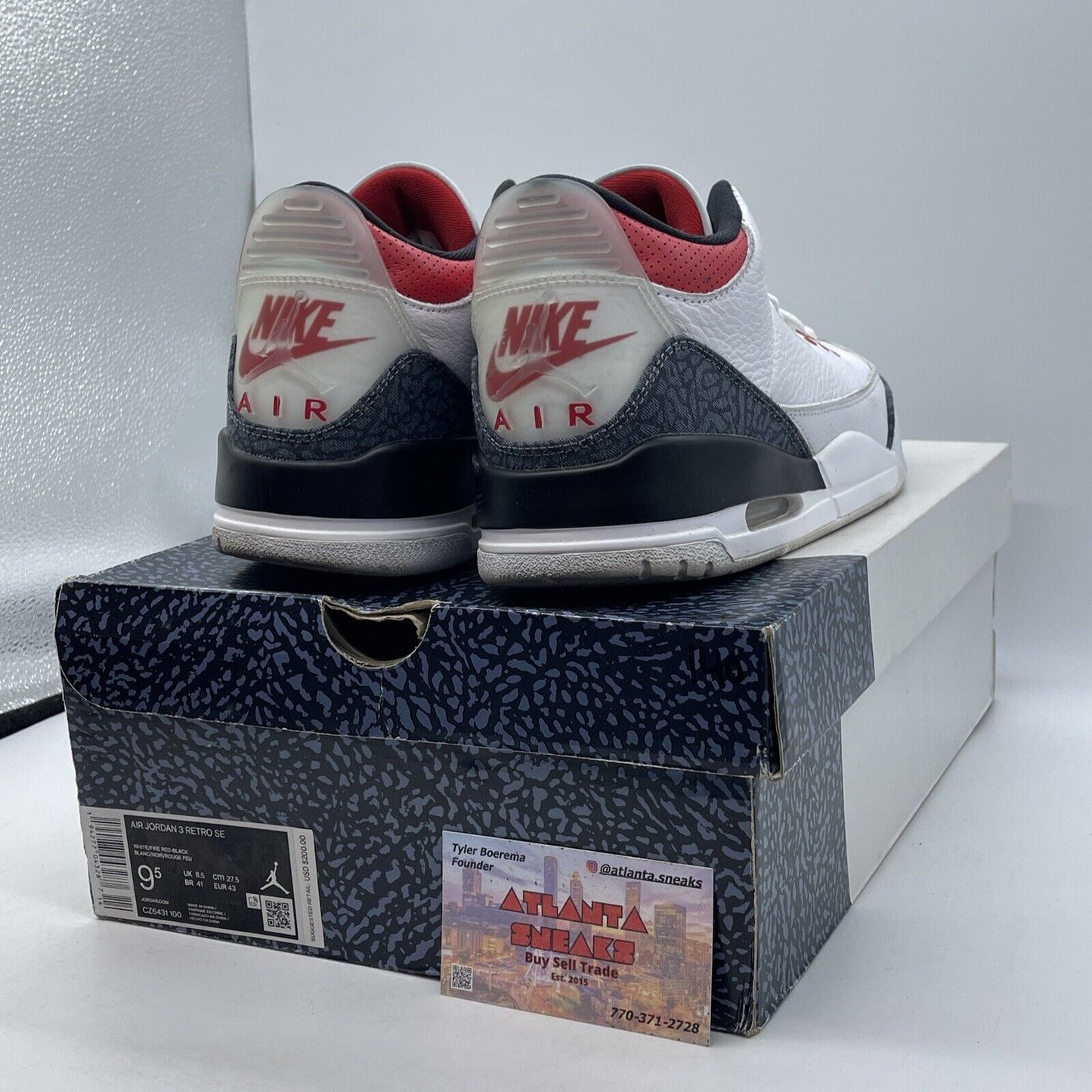 Size 9.5 - Jordan 3 Retro Denim Fire Red Blue Suede White Leather (CZ6431-100)