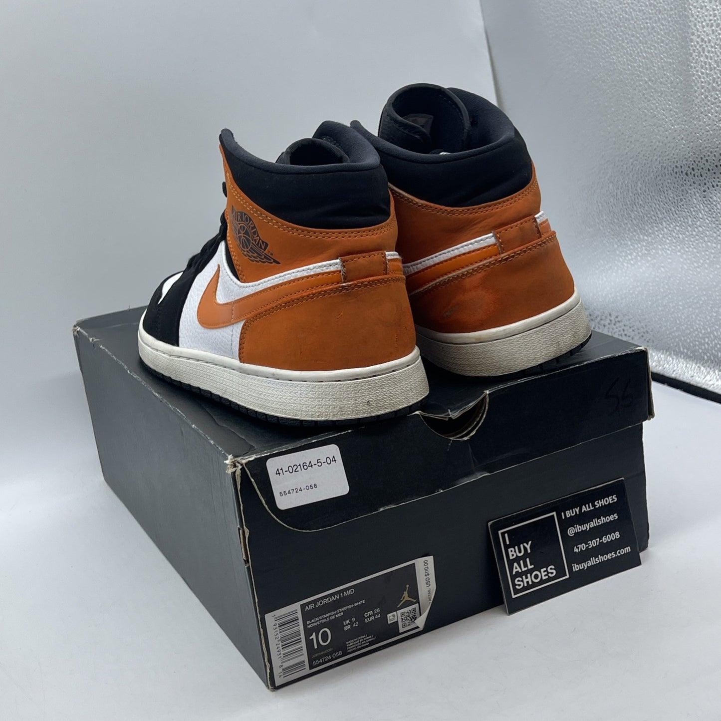 Size 10 - Air Jordan 1 Mid Shattered Backboard Orange Black Suede (554724-058)