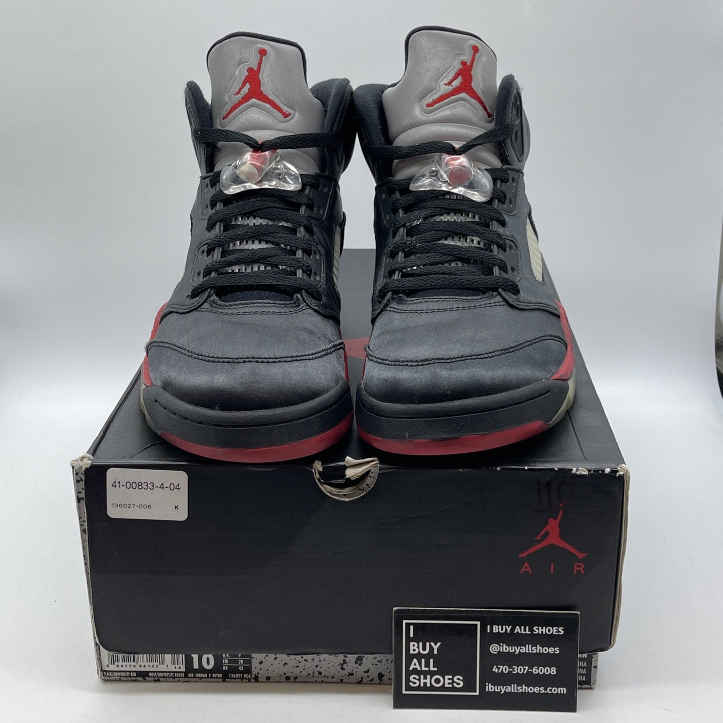Size 10 - Air Jordan 5 Retro Satin Bred Black Red (136027-006)