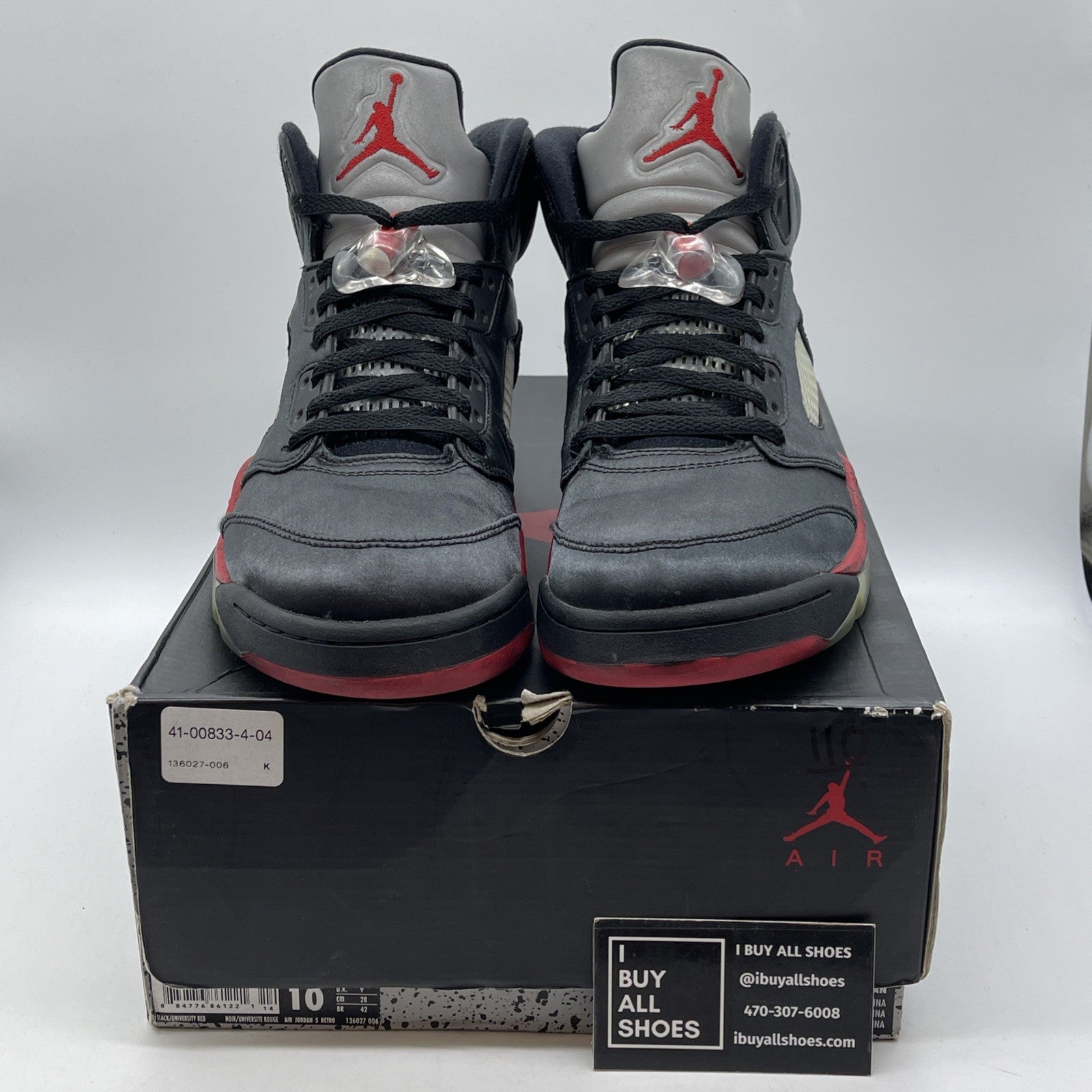 Size 10 - Air Jordan 5 Retro Satin Bred Black Red (136027-006)