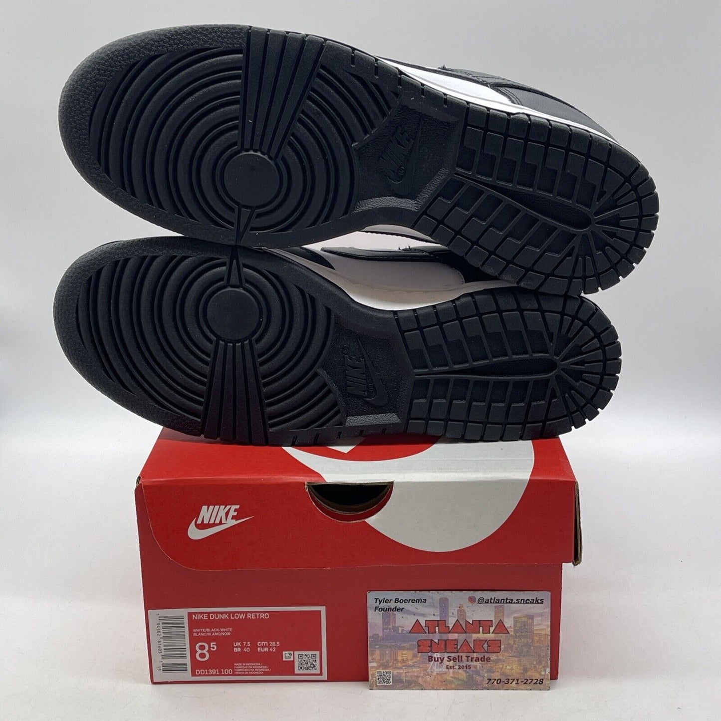 Size 8.5 - Nike Dunk Low Black White Leather (DD1391-100)