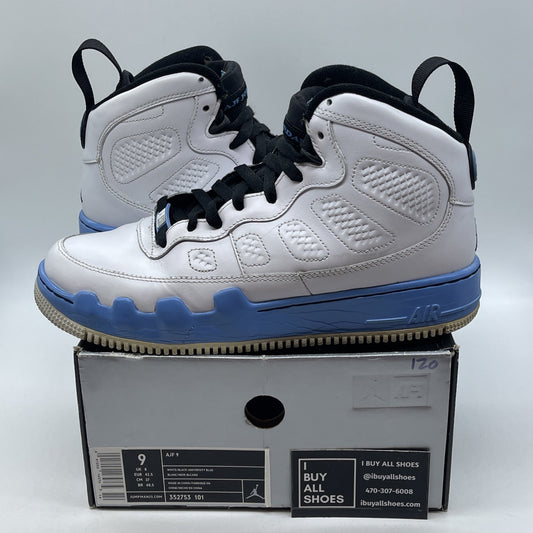 Size 9 - Air Jordan Fusion 9 White Black Blue Leather (352753-101)