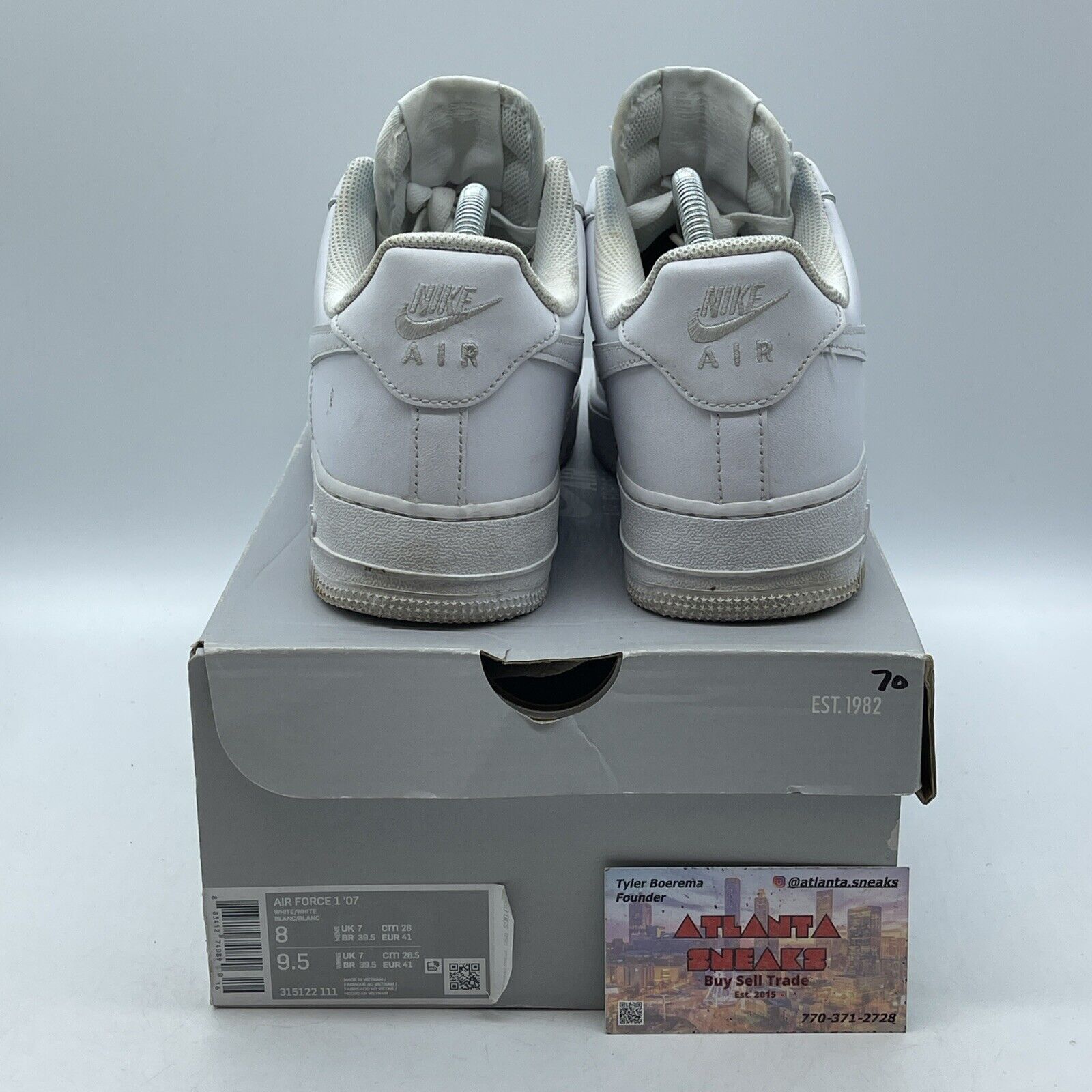 Size 8 - Nike Air Force 1 Low '07 White Leather (315122-111)