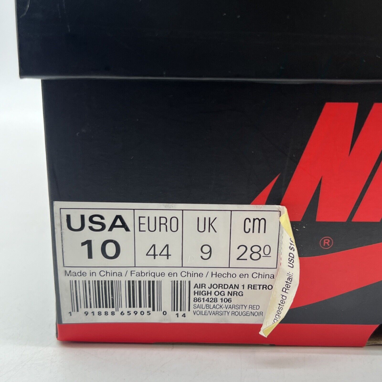 Size 10 - Air Jordan 1 Retro OG NRG High Not For Resale (861428-106)