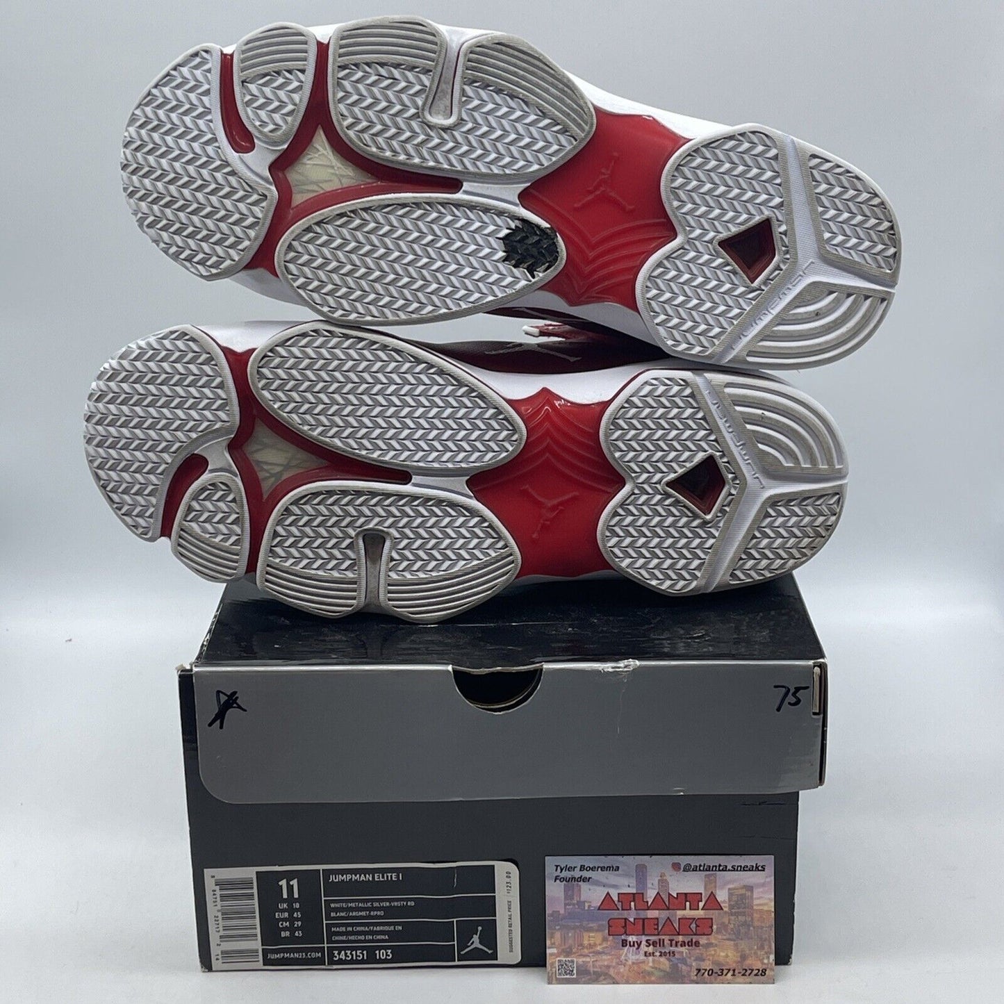 Size 11 - Jordan Jumpman Elite 1 White Varsity Red White Leather (343151-103)