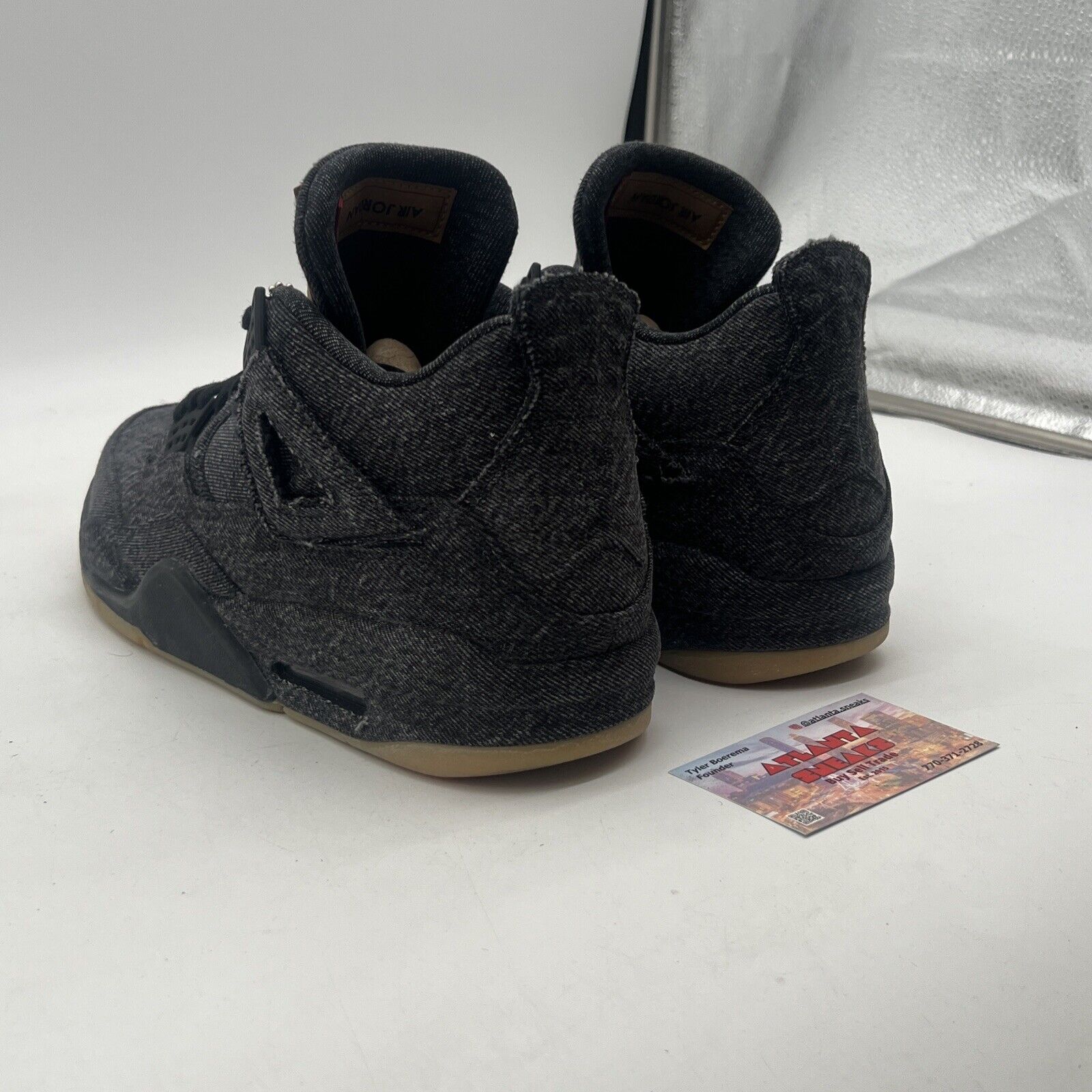 Size 10.5 - Levi's x Air Jordan 4 Retro Black Denim (A02571-001)