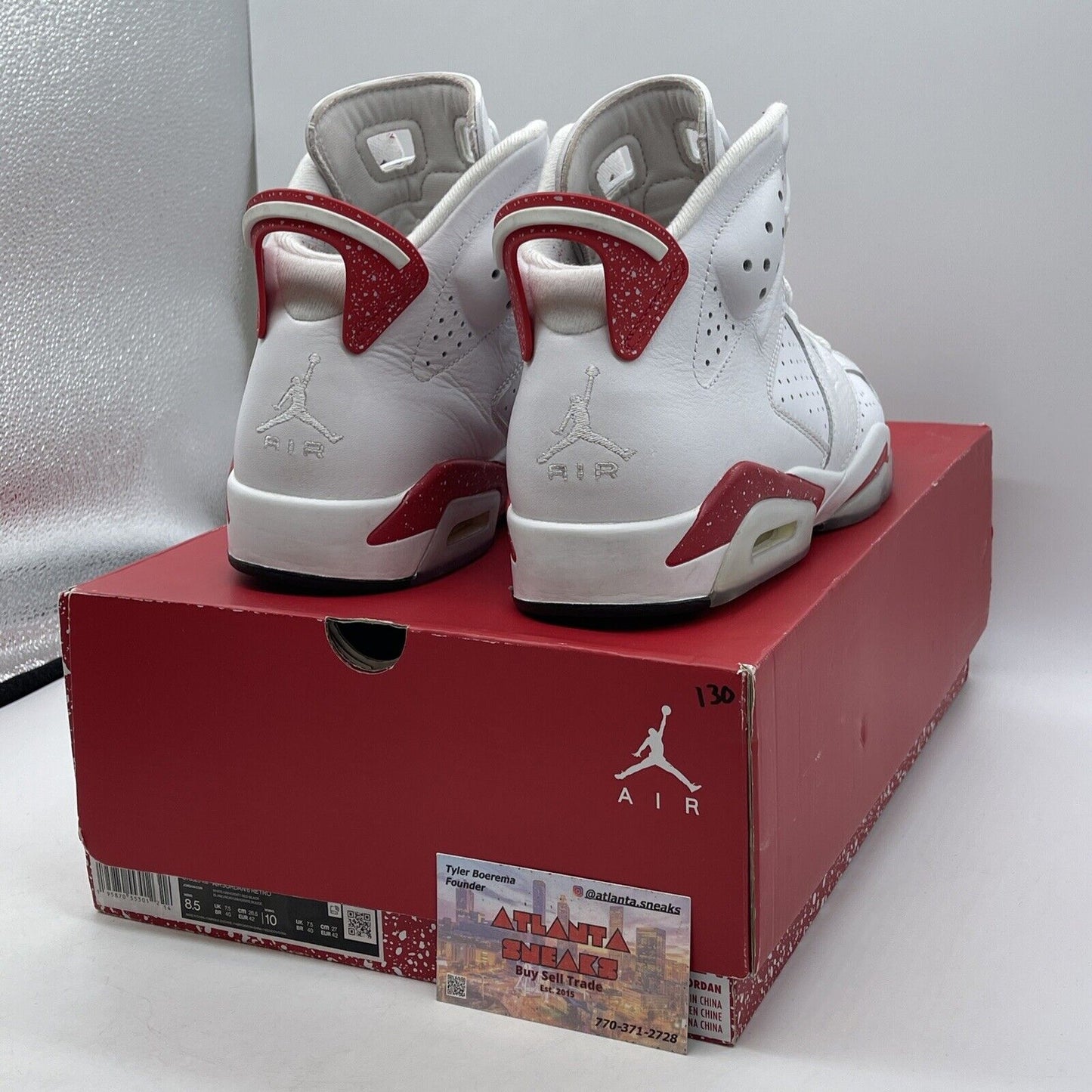 Size 8.5 - Jordan 6 White and University Red White Leather (CT8529-162)