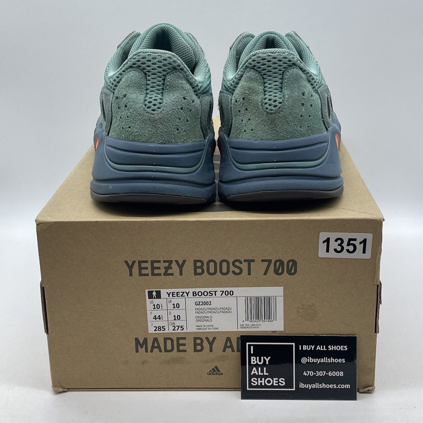 Size 10.5 - adidas Yeezy Boost 700 Faded Azure Blue Orange Suede Leather -GZ2002
