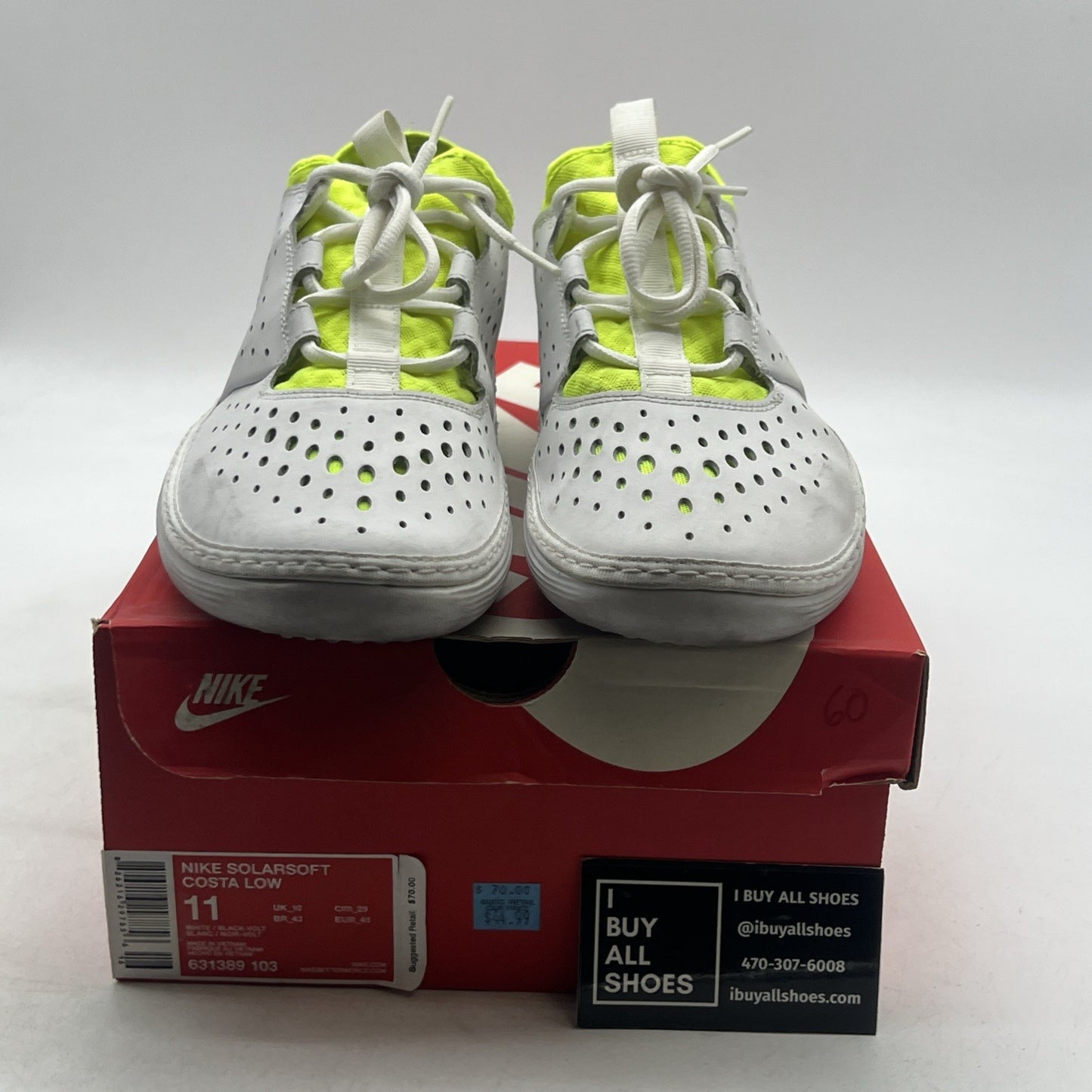 Size 11 - Nike SolarSoft Costa Low White Volt (631389-103)
