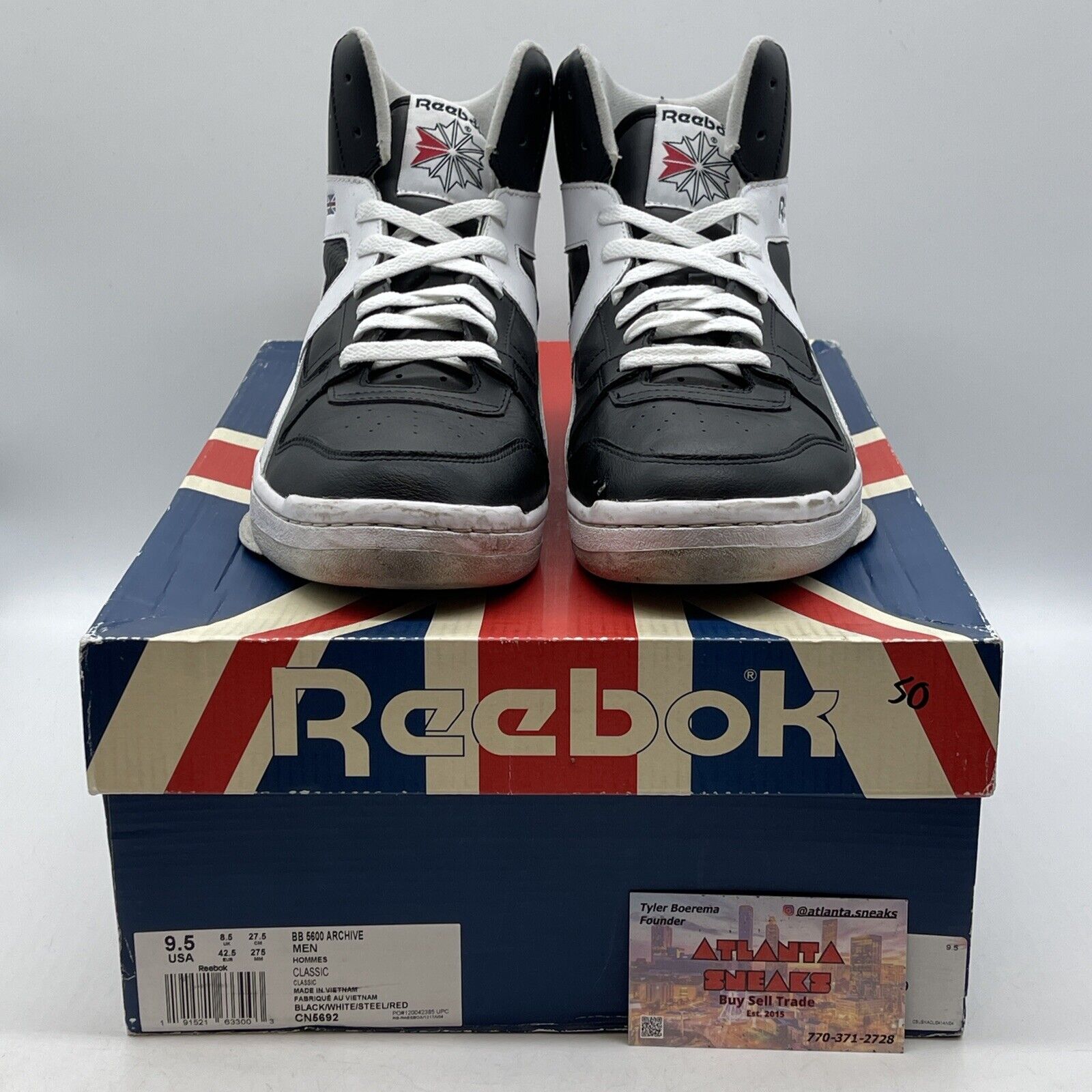 Size 9.5 - Reebok BB 5600 Archive Black White Grey Leather (CN5692)