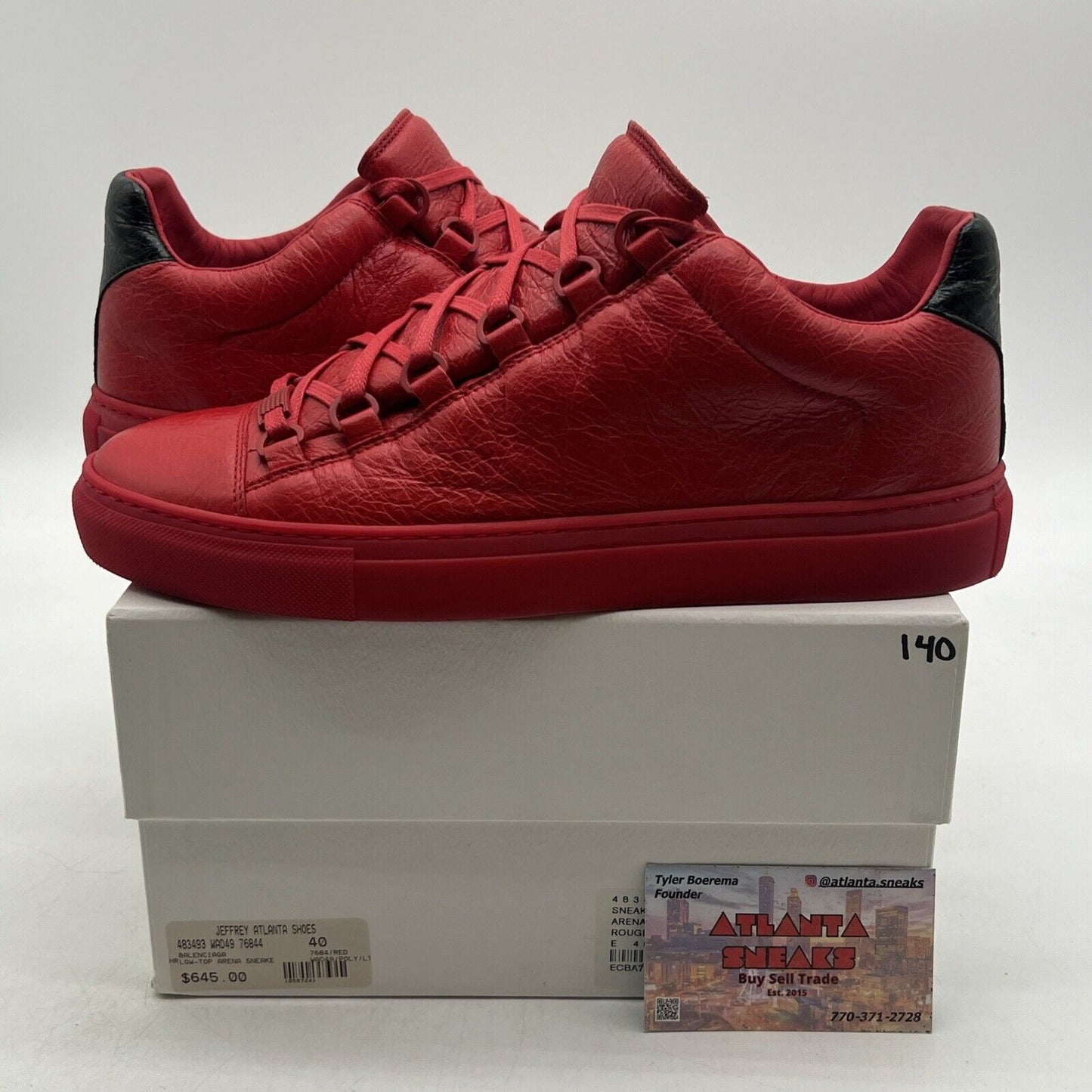 Size 7 - BALENCIAGA ARENA LOW TOP RED SNEAKERS