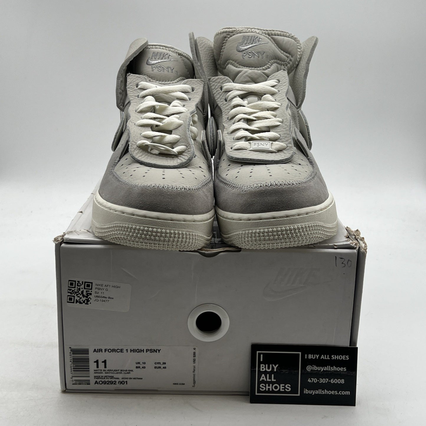 Size 11 - Nike PSNY x Air Force 1 High Matte Silver (AO9292-001)