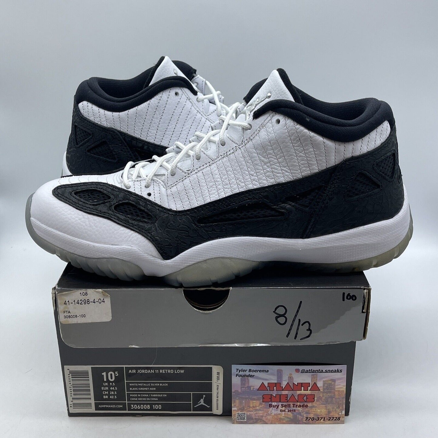Size 10.5 - Air Jordan 11 Retro IE Low White Black Suede Leather (306008-100)