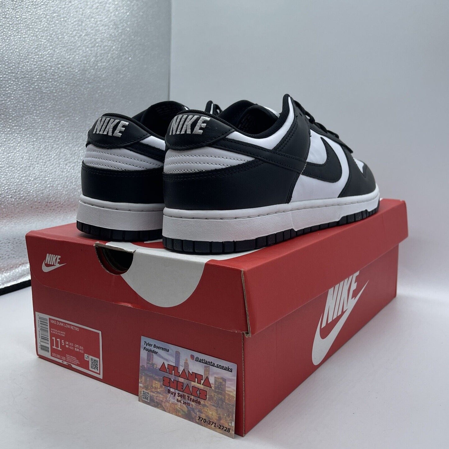 Size 11.5 - Nike Dunk Low Black White Leather (DD1391-100)