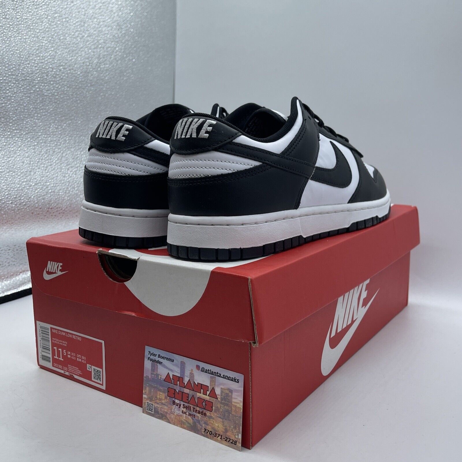 Size 11.5 - Nike Dunk Low Black White Leather (DD1391-100)
