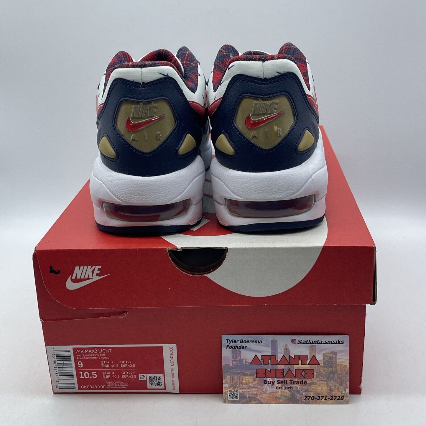 Size 9 - Nike Air Max 2 Light USA Blue Red White Suede Leather (CK0848-100)