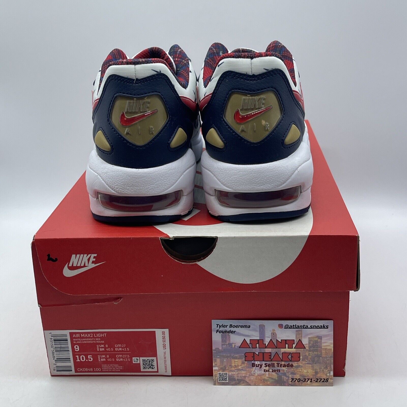 Size 9 - Nike Air Max 2 Light USA Blue Red White Suede Leather (CK0848-100)
