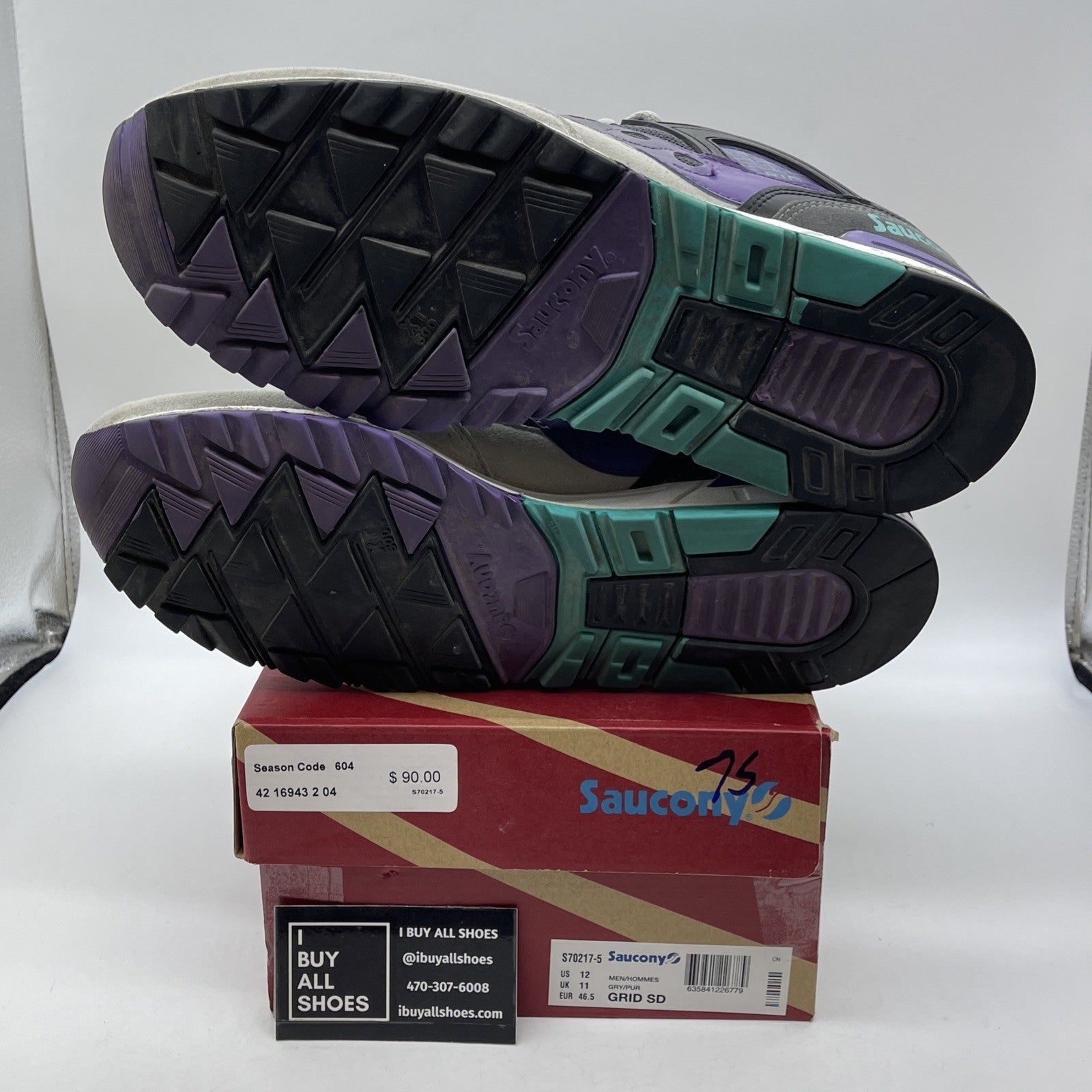Size 12 - Saucony Grid SD Grape 2017 Grey Purple Suede Leather (S70217-5(