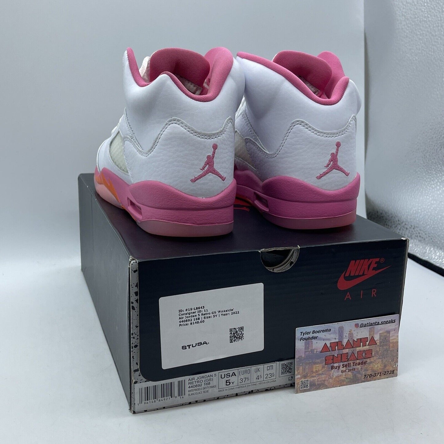 Size 5Y - Air Jordan 5 Pinksicle White Pink Orange Leather (440892-168)