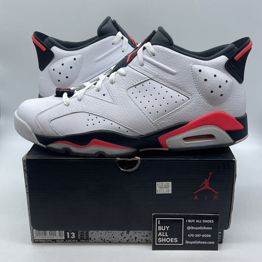 Size 13 - Air Jordan 6 Low White Infrared Pink Black Leather (304401-123)