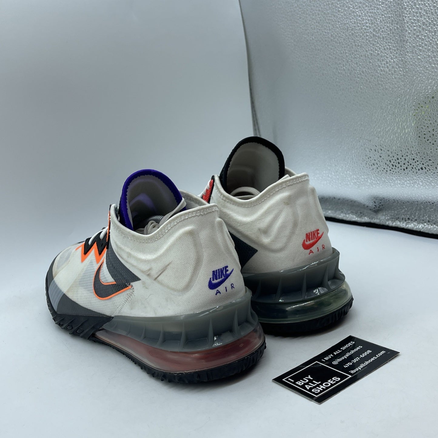 Size 12 - Nike LeBron 18 Low Air Max 95 Greedy White Black Suede (CV7562-100)