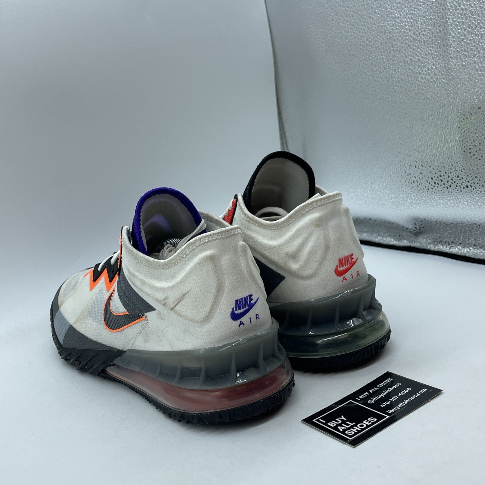 Size 12 - Nike LeBron 18 Low Air Max 95 Greedy White Black Suede (CV7562-100)