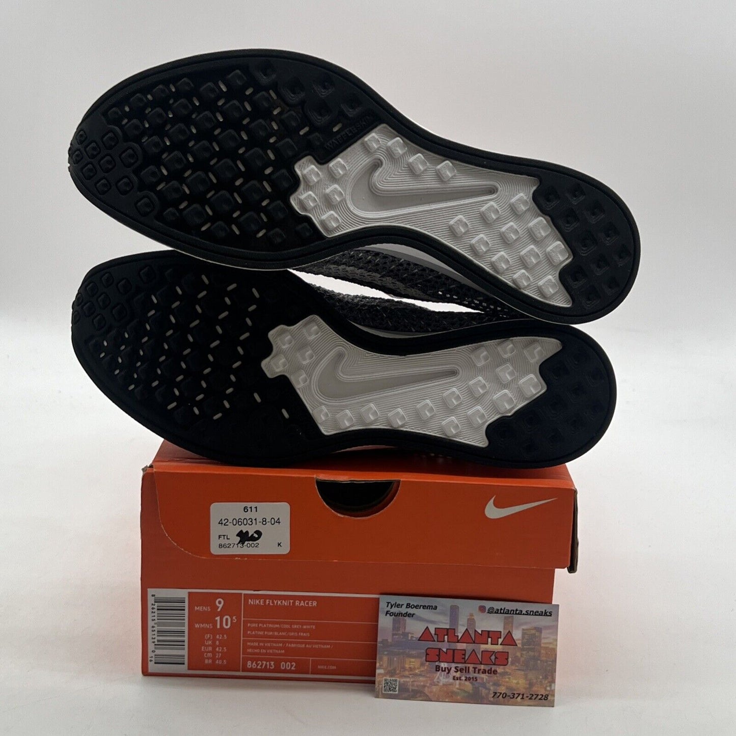 Size 9 - Nike Flyknit Racer Pure Platinum (862713-002)
