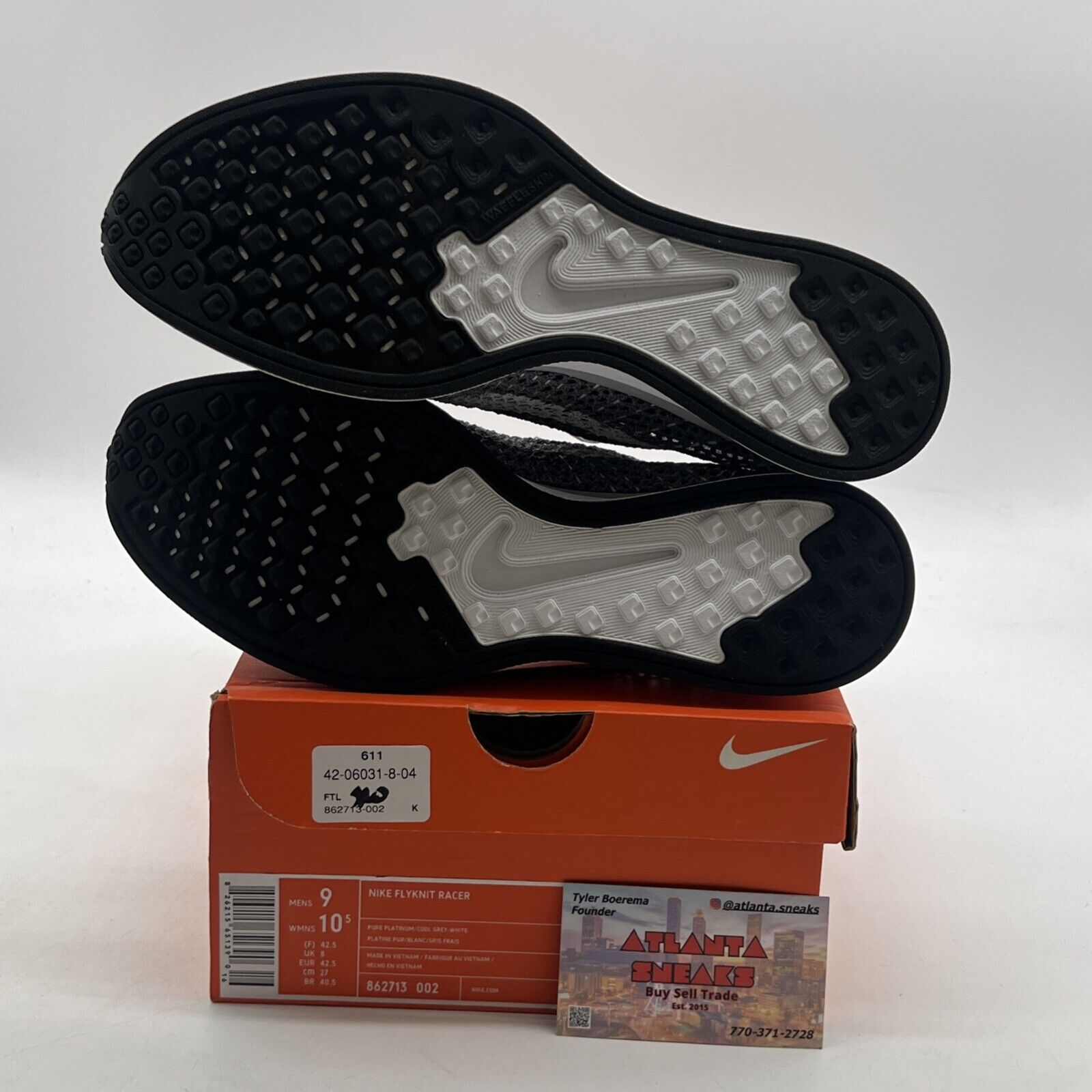 Size 9 - Nike Flyknit Racer Pure Platinum (862713-002)