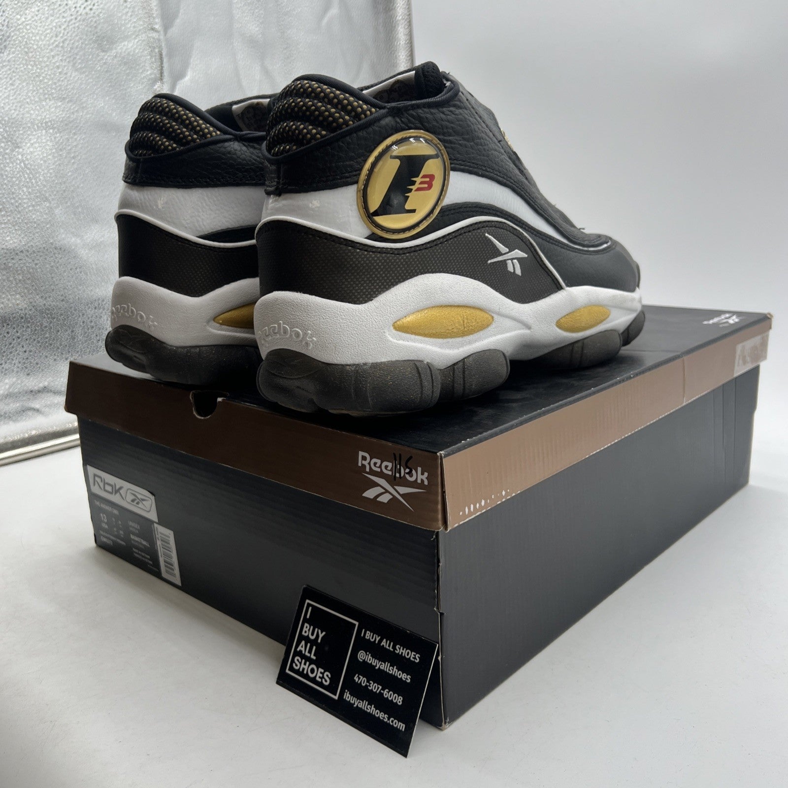 Size 13 - Reebok The Answer DMX 2022 Black White Gold (GW6372)